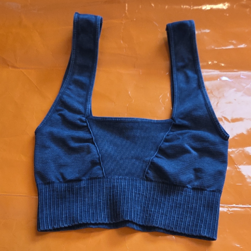 Nwot! Free People Movement Good Karma Square Neck Bra Washed Black Size Xs